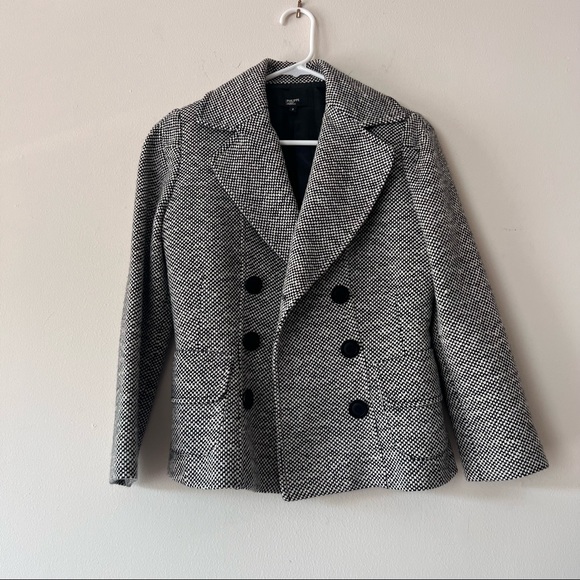 Philippe Adec Paris Womens Double Breasted Jacket Blazer Size 2 Black White - Picture 1 of 8
